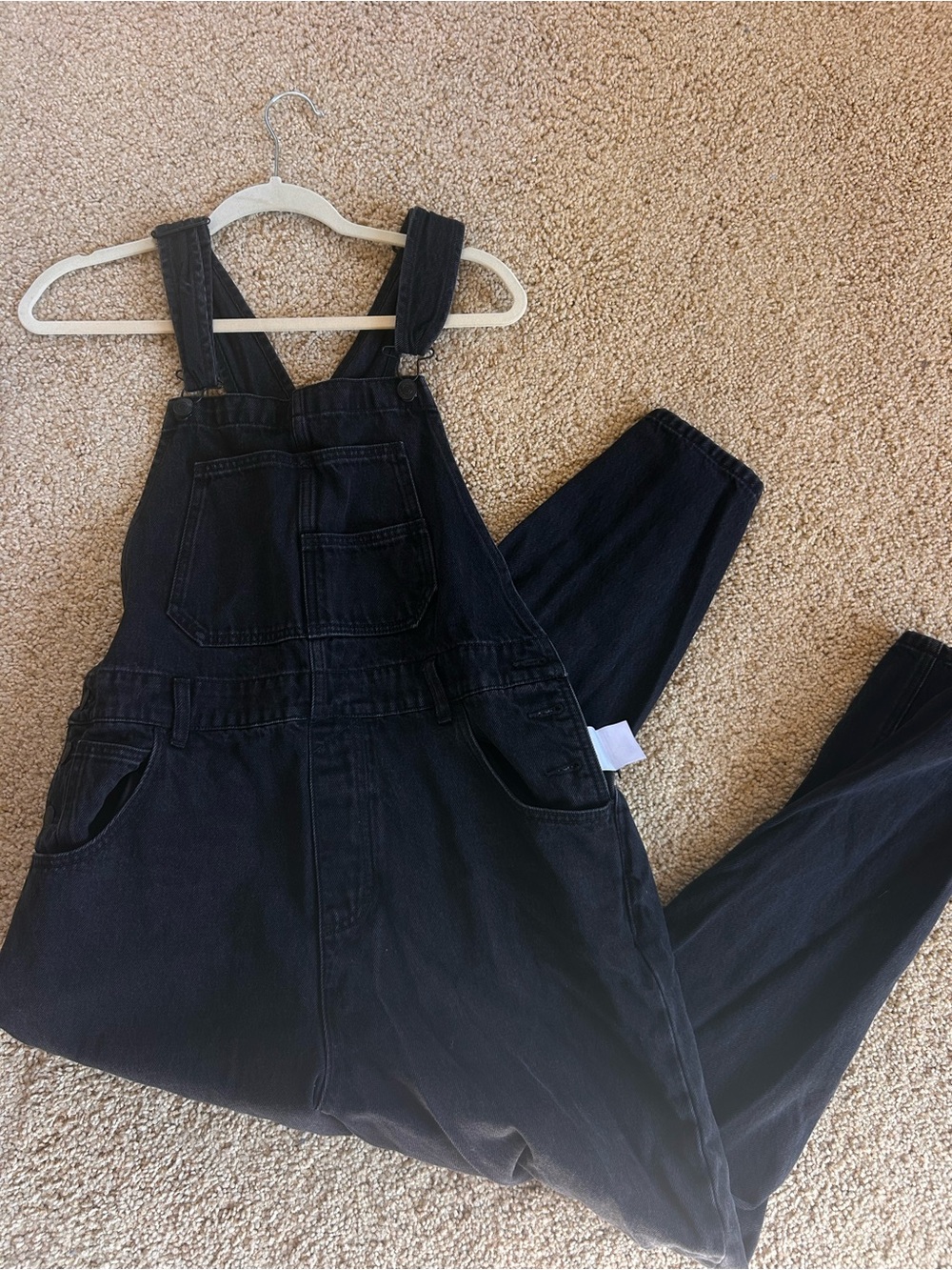 Quince Black Wide-Leg Overalls